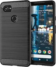[JOYAUS] for Google Pixel 2 XL Case, Carbon Fiber Shockproof Rugged TPU Ultra Thin Explosion-Proof Phone Cases for Google Pixel 2 XL (2017) - Black