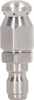 Pressure Washer Nozzle 5000PSI Stainless Steel 1/4in NPT Quick Connector for Cleaning Sewers Sinks Toilets Outdoor Indoor (Tête ronde 1 trou avant 6 trous arrière)