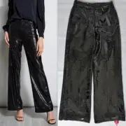 NWT ELIE TAHARI The Holly Sequined Wide-Leg Suit Pants w/pockets Black sz 6 $395