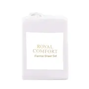 Royal Comfort Fleece Flannel Sheet Set Ultra Soft Warm Winter Thermal Bedding White / King