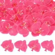 20Pcs Silk Faux Artificial Orchid Flower Heads Petals Decor 3.54", Rose Red