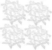 100pcs Mini White Polyester Ribbon Bows for Crafting DIY Projects and Present Wrapping Elegant Bow Knot Decorations for Weddings and Special Occasions