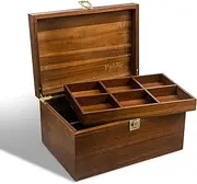 Public House Locking Wooden Keepsake Box, Customizable Design With Adjustable Tray. Large Wooden Box with Hinged Lid for Wedding and Memory Keepsakes
