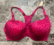 NWT VICTORIA'S SECRET INCREDIBLE 36DD PINK LEOPARD RARE RACERBACK DEMI BRA