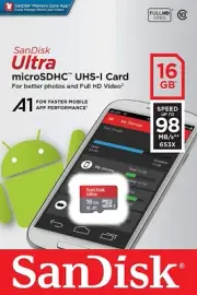 Sandisk Ultra 16GB MicroSD Memory Card Class 10 for full HD Video UHS-I