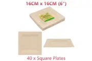 40 x Eco Biodegradable Square Plate 16X16CM 6" Disposable Compostable BPA Free Paper
