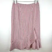 Ted Baker Coryn Layered Striped Ruffle Hem Midi Pencil Skirt Size 4 (Ted Size 2)