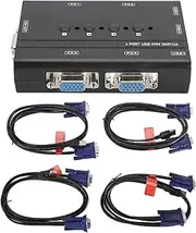4 Port USB VGA KVM Switcher, 1920x1440 Resolution, 4 PCs Control with 1 Display, for Windows, Sun, OS X