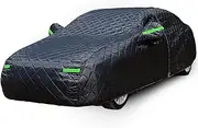 Hail Protector Car Cover |3/5-Layer All-Weather Protection (Waterproof/Snowproof/UV-Resistant) | Oxford Fabric Anti-Scratch & Tear-Resistant | Universal Fit for SUV(146"-198") (Black-3-Layer,2L)