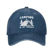 Camping is My Therapy Cowboy Hat Denim Baseball Cap Classic dad Adjustable Caps