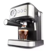 1.2 L Compact Espresso Machine Double Espresso shot 15 Bar-Black and silver