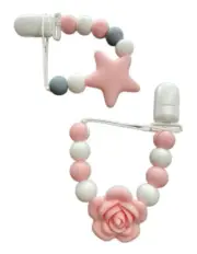 ❤ Alvababy Baby Silicone Pacifier Clip and Teether Holder Set Pink 2 Piece ❤