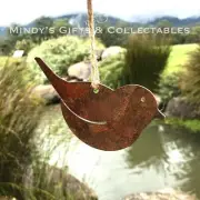 Rusty Metal Hanging Bird Silhouette on String Garden Art Decoration Ornament