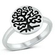 Tree of Life Ring Genuine Solid Sterling Silver 925 Face Height 13 mm Size 7