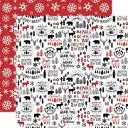 2 Sheets Echo Park A LUMBERJACK CHRISTMAS 12x12 Cardstock - Mountain Christmas