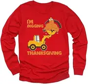 [Tstars] I'm Digging Thanksgiving Cute Turkey Tractor Toddler/Kids Long Sleeve T-Shirt