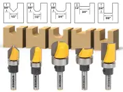 5 Bit Template Router Bit Set - 1/4" Shank - Yonico 14525q