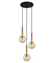 Interior Bronze Amber Spherical Glass Shape 3 Light Cluster Pendant - TRATTINO1X3R