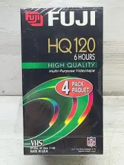 FUJI 4 Pack Blank VHS Video Tapes 6 Hours HQ Factory Sealed FUJIFILM T-120 VCR