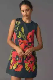 New Anthropologie Conditions Apply Sleeveless Crew Neck Shift Mini Dress Navy S