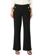 [Fella Hamilton] Mara Button Wide Leg Long Pant in Black