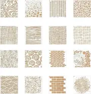 16PCS Geometric Stencils for Painting，6"x6" Large Stencils for Crafts Reusable