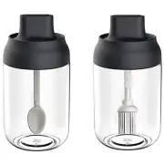 Condiment Container Seasoning Box Set of 2 Spice Jars Salt Sugar Glass6912