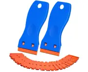 Plastic Razor Blade Scraper, 2 Pack Scraper Tool with 100 Pack Plastic Razor Blades Decal Sticker Remover Scraper Tool for Auto Window Tint Vinyl Tool Appl