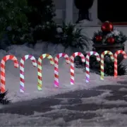 Gemmy Orchestra of Lights 8 Color Changing Candy Cane Christmas Pathway Markers