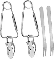 BEBEMOKO 2 Sets Snail Tongs Forks Stainless Steel Clip Mini Kitchen Tools for Snails Seafood Steaks Salad Easy to Grip and Clean