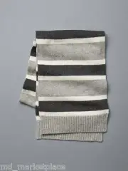 NEW Gap Mens Womens Wool Blend Grey Flannel Striped Colorblock Scarf Wrap NWT