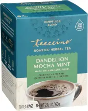 Teeccino Dandelion Mocha Mint Chicory Tea, 10 Teabags