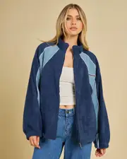 [Rusty] Rusty Women's Two Tides Zip Through Jacket in Atlantic Blue Size 12 12 Atlantic Blue