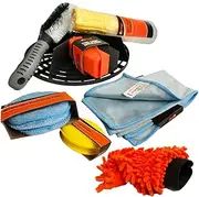 11Pce Deluxe Car Care Kit Foam Pads Cleaning Cloth Microfibre Drying Towel Polishing Tyre Shine Wheel Brush Grit Guard Chamois Tube Auto Wash Kit