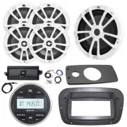 JBL Marine Radio, Spa Bezel,Adapter,ANT,Amp,Kit, Sub, 4x 6.5" 180W White Speaker