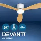 Devanti 52'' Ceiling Fan LED Light Remote Control DC Motor 5 Speed Fans Timer
