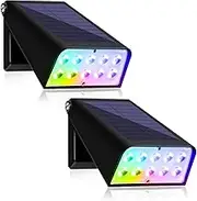 GUYULUX Solar Fence Lights Outdoor, Adjustable Spotlights with Solid & RGB Color Modes, IP65 Waterproof, Auto On/Off for Patio, Garden, Yard, Pathway, Porch, Railing, Garage, Balcony，1-Pack
