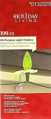 100 Holiday Living All Purpose Christmas Light Holders Gutters/Shingles - NEW