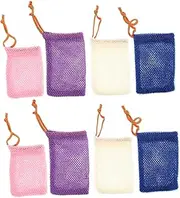 Vaguelly 8pcs Exfoliating Soap Saver Pouches Mesh Drawstring Bags for Quick Drying for Bathroom Storage Convenient Hanging Design