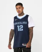 [Nike] Nike Ja Morant Memphis Grizzlies '22 Icon Edition Dri-fit Nba Swingman Jersey College Navy - Size M M College Navy