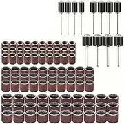 Drum Sander Set Including 90Pcs Sanding Band Sleeves,12Pcs Drum Mandrels for Rotary Drll Tool (102pack)