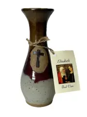 Nichols Pottery Handmade Biblical Elizabeth Cross Bud Vase Signed Garry Nichols