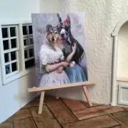 Miniature Dollhouse Room Box Art Senorita Spanish Dogs Dane Sheltie Handmade