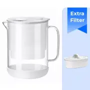 Waterdrop Glass Water Filter Pitcher with 2 Filter, Eco-Friendly,White