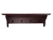 WOLTU MDF Wood Wall Mount Hooks Dark Brown Shelf Size 60x15x13cm NWB NEW