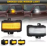 SMOKED Switchback LED Strips Towing Mirror Light For 17-22 Ford Superduty EOU