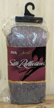 Hanes Silk Reflections Tights Smoke Size Medium Shiny Rib Control Top NIP NOS