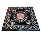 18" antique black marble Table Top Inlay Pietra Dura coffee side corner decor k2