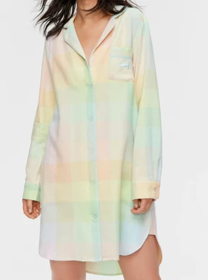 BNWT Peter Alexander Ladies Rainbow Check Nightie/Nightshirt Size M