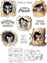 Cute Cartoon Little Mouse in Tree Hole Clear Stamp and Metal Cutting Dies Set for Card Making DIY Scrapbooking Supplies Silicone Stamp Knife Mold for Albums Crafts Decor